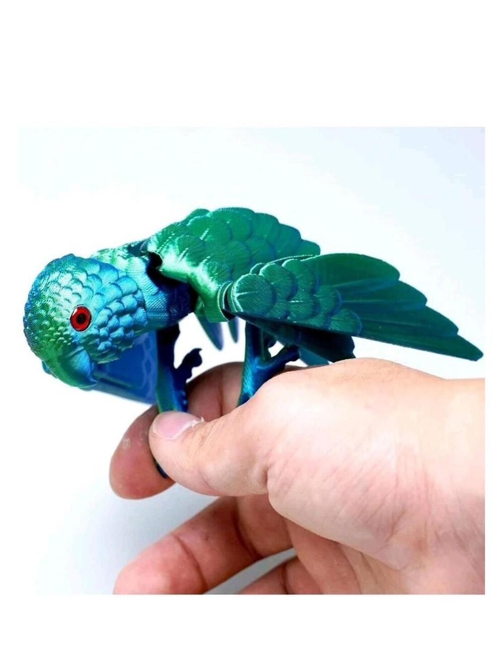 3D Printed Articulated Parrot Figurine Flexible Movable Fidget Desk Toy Gift